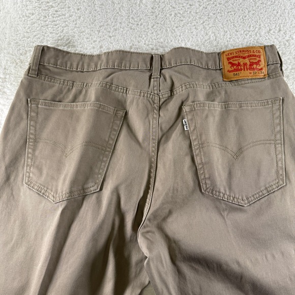 Levi's 541 Athletic Fit Jeans Men's 37x34 Khaki Tan‎ Beige Stretch Denim Pants - Picture 2 of 11